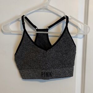 PINK Victoria's Secret Charcoal Heather Seamless Racerback Sports Bra